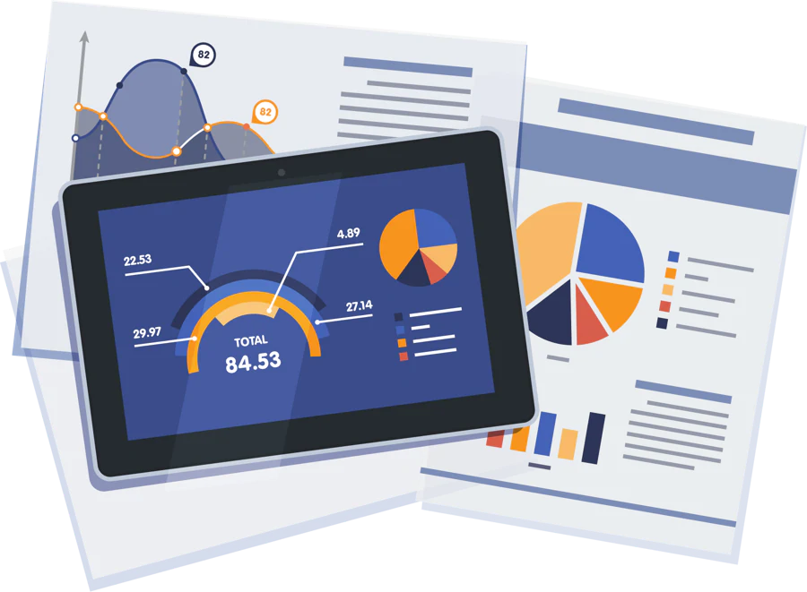 Ilustração de dashboard de análise de dados