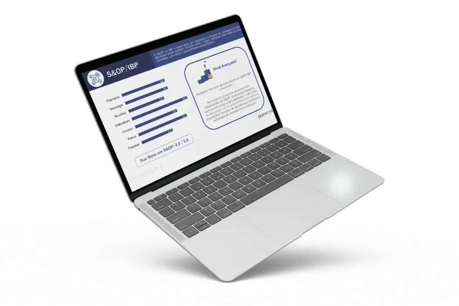 Notebook exibindo o relatório de maturidade com as notas do tema S&OP/IBP