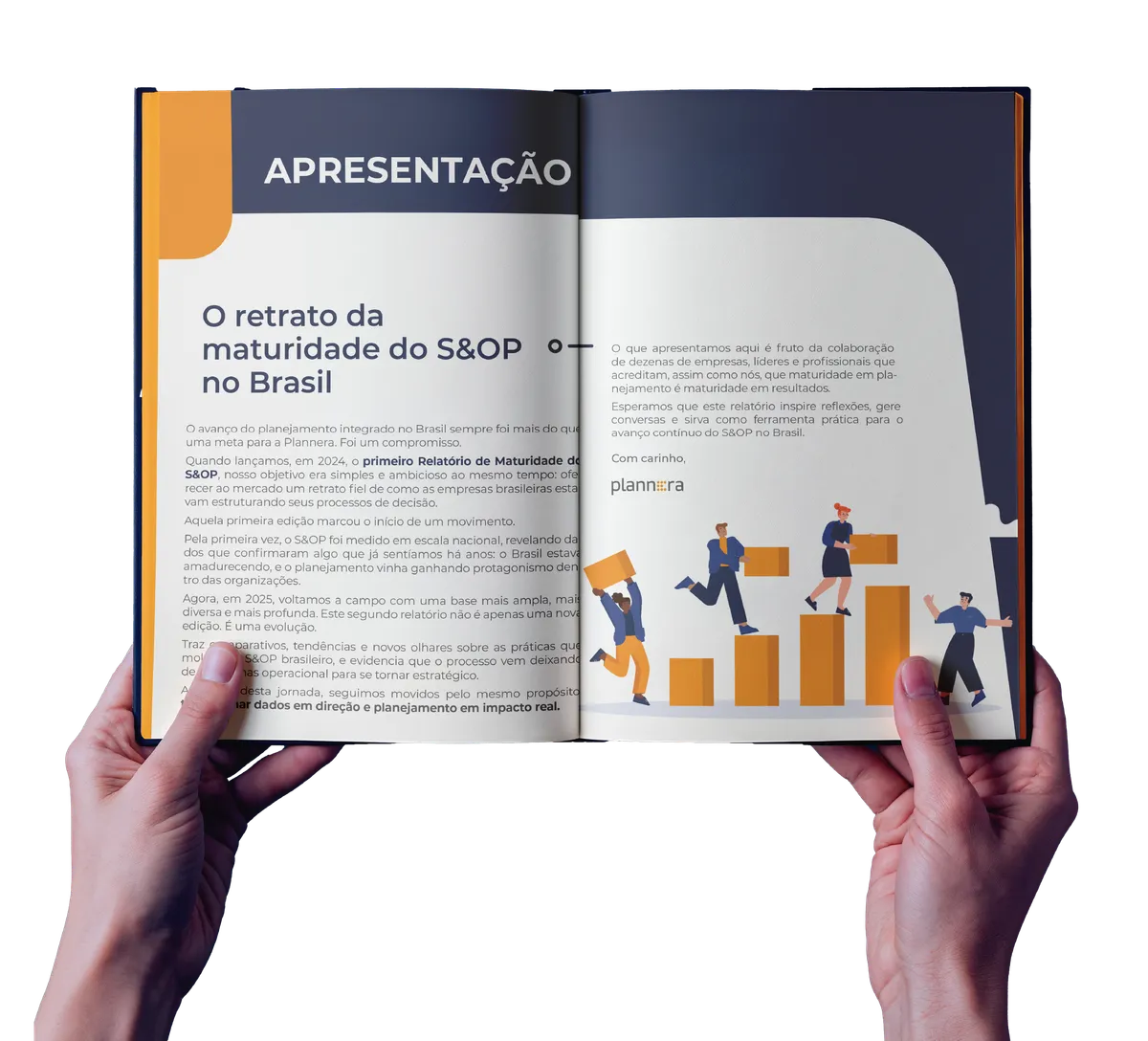 Relatório impresso aberto na seção Apresentação: O retrato da maturidade do S&OP no Brasil.